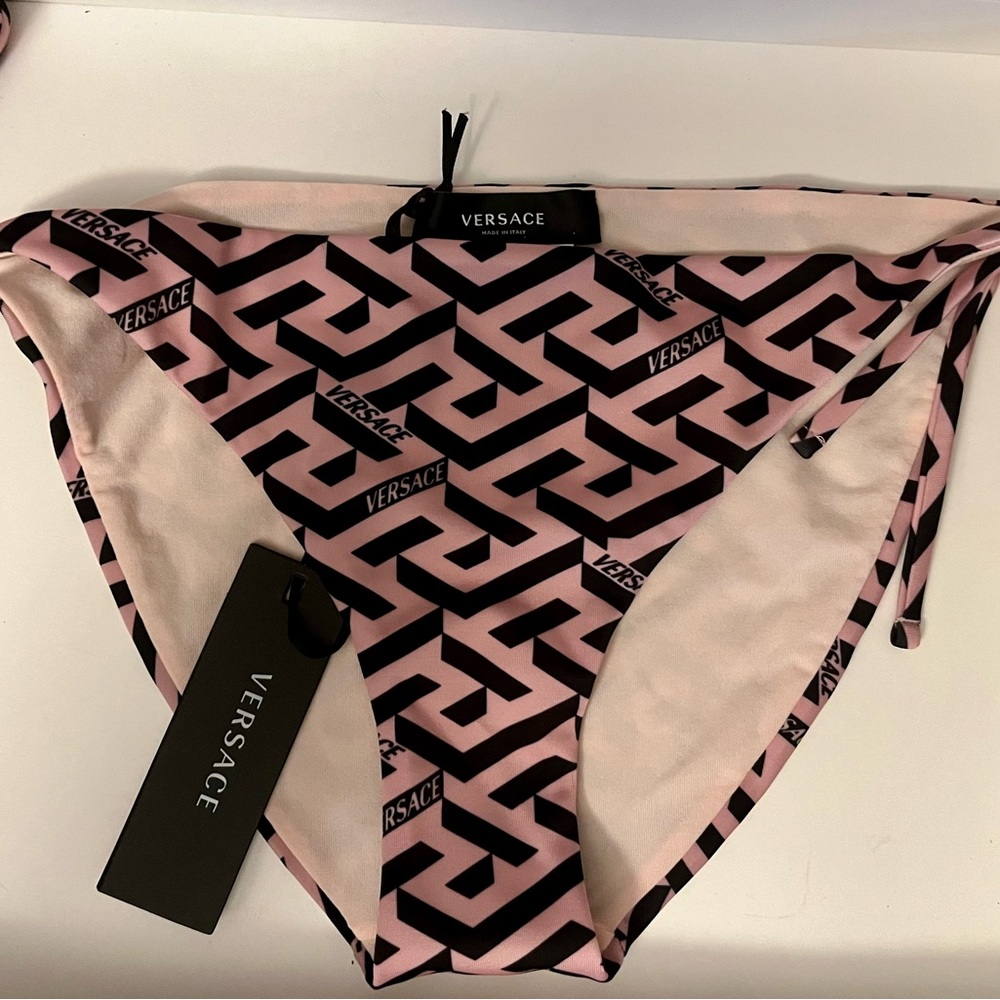 Versace Geometric Pink and Black Bikini Bottom